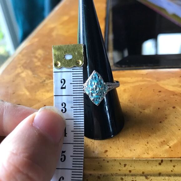 Natural Blue Apatite Sterling Silver Ring Size 9 - Picture 5 of 9